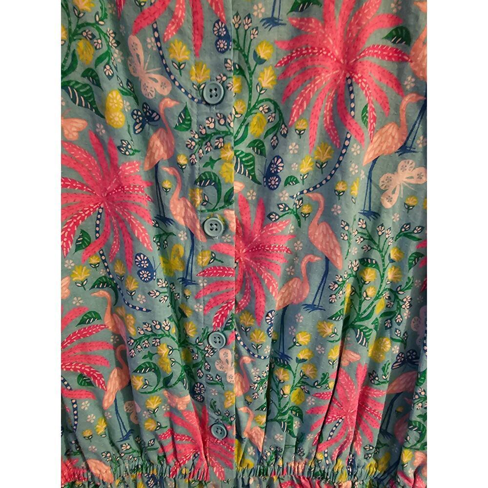 Boden flamingo tropical print girls romper ruffle hem sz 13/14 youth K98 - Picture 5 of 7